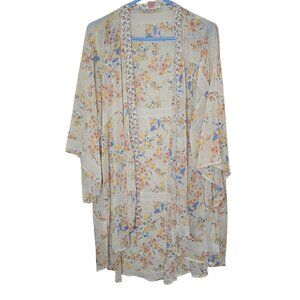 Band Of Gypsies Floral Kimono Cardigan M/L Flowing Open Front Lightweight